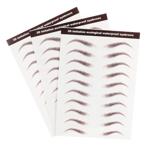 HONMEET 3 Blätter Wasserfeste Augenbrauen Aufkleber Realistische Biomimetik Einfaches Auftragen Natürliche Farbwahl Langanhaltende Fake Eyebrow Tattoos für Definiertes Styling von HONMEET