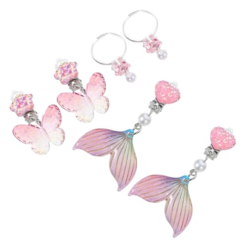 HONMEET 3 Paare Mädchen Ohrclips Süße Meerjungfrau Schmuck Leichte Hautfreundliche Ohrclips für Party Schmuck für Kleine Mädchen von HONMEET