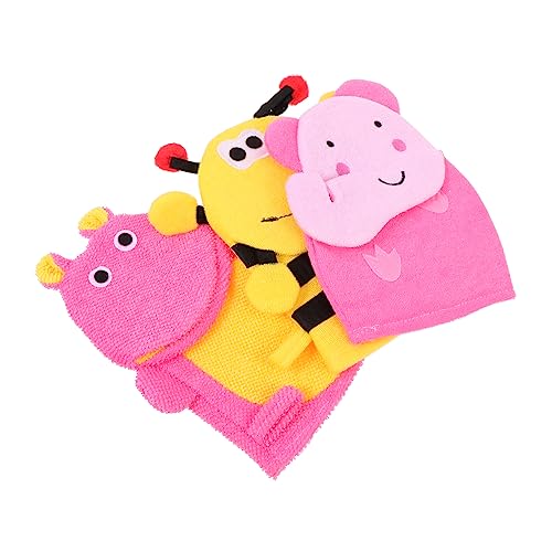 HONMEET 3 Stück Badehandschuhe Körperschrubber Duschzubehör Für Kinder Aus Baumwollverbundmaterial Mit Aufhängeschlaufe Für Reisen Und Zuhause von HONMEET
