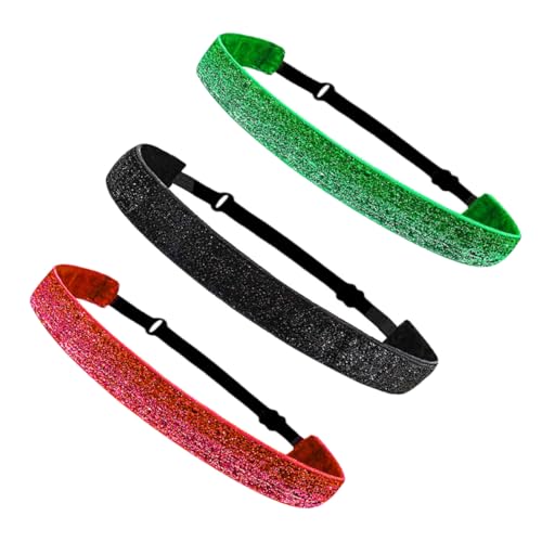 HONMEET 3 Stück Elastische Yoga Stirnbänder Für Frauen Rutschfest Atmungsaktiv Einheitsgröße Modische Haarbänder Für Sport Fitness Und Freizeit (rot Grün Schwarz) von HONMEET