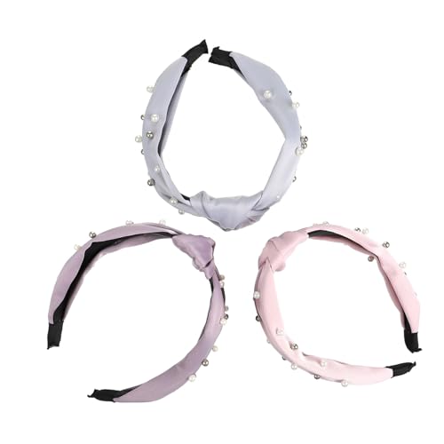 HONMEET 3stücke Haarschmuck Stirnband Mit Perlen Schmuck Kopfschmuck Für Mädchen Breit Haarband Für Alltag Und Party Gedrehtes Stirnband Mit Perlen Für Damen von HONMEET