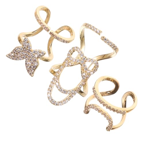 HONMEET 3 Stück Teiliges Modische Damen Fingernagelringe mit Zirkonia Verstellbare Nagelschmuck Ringe Abnehmbare Nagelüberzüge für Hochzeit Party und Alltag von HONMEET