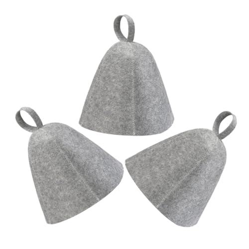 HONMEET 3 Stück Teiliges Saunahut set aus Saugfähigem Filz Wiederverwendbare Komfortable Saunakappe für Damen und Herren Langlebiger Wärmeisolierender Badesaunahut mit Glockenform und von HONMEET