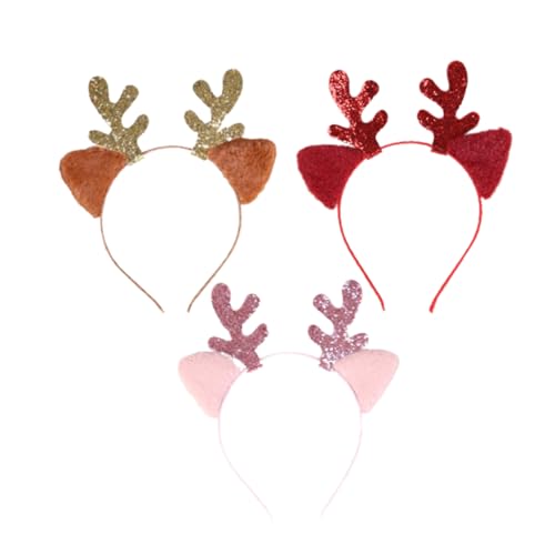 HONMEET 3er Set Weihnachtskopfband Mit Rentiergeweihen Und Glocken Cosplay Haarreif Für Erwachsene Und Und Pink Festliche Kopfbedeckung Für Feiertage Und Partys von HONMEET