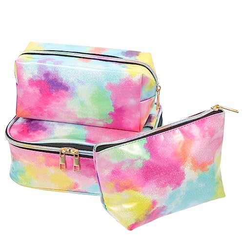HONMEET 3-teilige Batikmuster Kosmetiktasche Reise-Organizer Für Make-up Hautpflege Kleinigkeiten Kompakt Und Tragbar Für Schule Reise Party von HONMEET