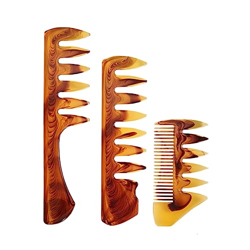 HONMEET 3stücke Haarkamm Bernsteinfarben Gabelkamm Massagekamm Für Männer Friseurzubehör Haarstyling Kämme Hautfreundlich Kopfhaut Massage Tragbar Friseurbedarf von HONMEET