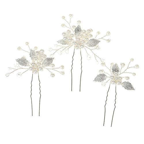HONMEET 3stücke Braut Haarnadeln Mit Perlen Und Blättern Elegante Hochzeits-haaraccessoires Für Frauen Für Braut Brautjungfern Und Besondere Anlässe von HONMEET