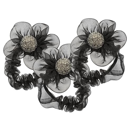 HONMEET 3stücke Teiliges Eleganter Blumen-haarbänder Stoff Mit Glitzersteinen Weiche Haargummis Für Damen Haaraccessoires Für Partys Und Alltag von HONMEET