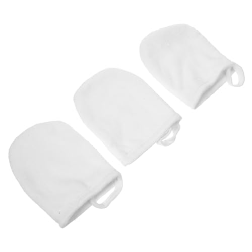 HONMEET 3-teilige Gesichtsreinigungs-handschuhe Make-up-entferner-puderquaste Verdickte Kosmetikpuder-reinigungspads Weiß von HONMEET