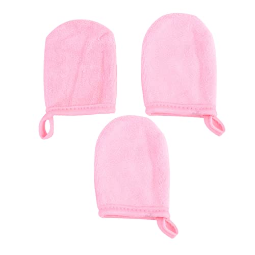 HONMEET 3-teilige Gesichtsreinigungs-handschuhe Make-up-entferner-pads Waschbare Puderquasten Verdickte Reinigungstücher Rosa von HONMEET
