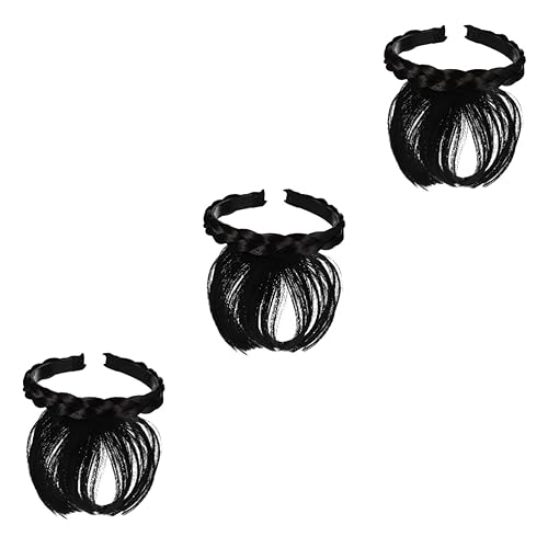 HONMEET 3 Stück Täglich Tragen Bequem Stirnband Schwarz Front Haar Natürlich Aussehende Synthetische Perücken von HONMEET