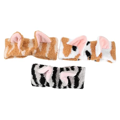 HONMEET 3St Stirnband mit Katzenohren schöner Haarreifen für die Dusche Make-up-Tücher abschmink haarband make up haarband handtücher frauen kopfschmuck Handtuch Stirnband Polyester von HONMEET