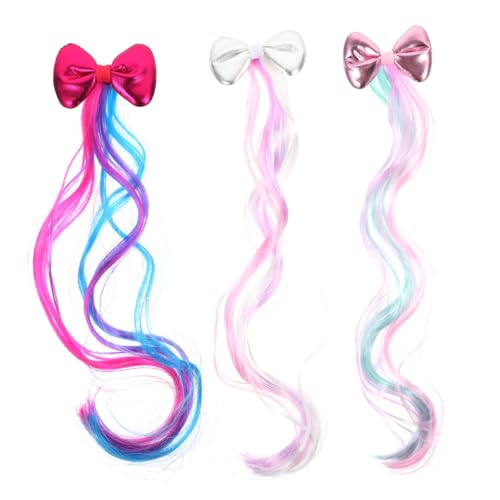 HONMEET 3stücke Teiliges Bunte Haarklammern Mit Schleifen Clip Haarverlängerungen Für Mädchen Für Partys Cosplay Und Schulaufführungen Langlebig Und Einfach Zu Stylen von HONMEET