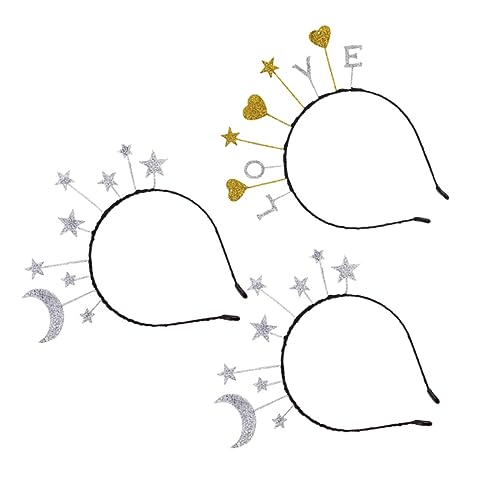 HONMEET 3stücke Glitzer Stirnband Mit Mond Und Sternen Herzen Decor Für Kinderhaar Headwear Party Zubehör Aus Legierung von HONMEET