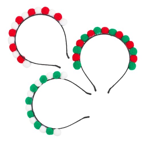 HONMEET 3er Satz Weihnachtliche Flauschbälle Stirnbänder Damen Haarschmuck Kopfbedeckung Für Party von HONMEET