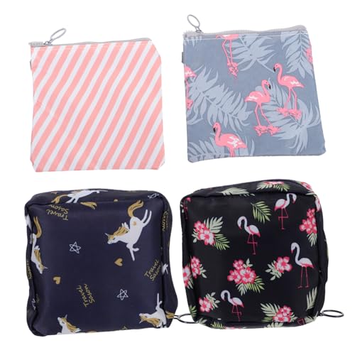 HONMEET 4 Stück Aufbewahrungstaschen Damenbinden Organizer aus Baumwolle und Leinen Leicht Tragbar Verschleißfest Multifunktional für Damenhygieneartikel und Kosmetik Stilvolles Design von HONMEET