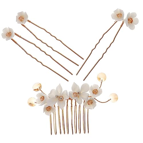 HONMEET 4er Satz Blumen-haarnadeln Für Braut U-förmige Haarnadeln Haarkamm Hochzeits-haarschmuck Für Festivals von HONMEET