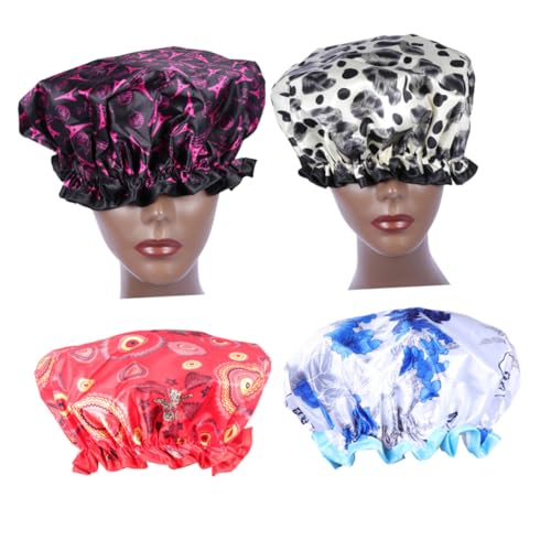 HONMEET 4 Stück Duschzubehör Chemo-kappe Krankenschwester-schrubbmütze Schrubbmützen Mützen Für Frauen Hut, Mütze Chirurgische Bauschige Kappe Bademütze Op-hüte Haarduschhaube von HONMEET