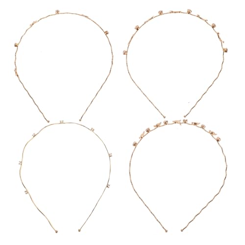 HONMEET 4 Stück Goldenes Metall Haarreif Teilig mit Wellen Design und Funkelnden Tiara Diademe Stabile Langlebige Haarschmuck für Frauen Vielseitig für Hochzeit Alltag und Party Geeignet von HONMEET
