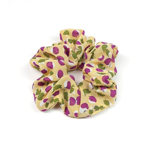 HONMEET 4stücke Elastische Haarringe Aus Chiffon Mit Kirschdruck Haarseile Haarbänder Damen-kopfschmuck Retro-haarschmuck Muster von HONMEET