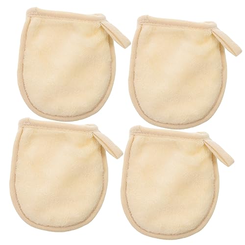 HONMEET 4stücke Praktische Gesichtsreinigungshandschuhe Wiederverwendbare Abschminkpuffs Weichem Material Für Effektive Make-up-entfernung Für Damen Cremefarben von HONMEET