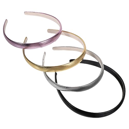 HONMEET 4stücke Damen Stirnbänder Imitationsleder Haaraccessoires Silber Champagner Und Schwarz Für Und Stil von HONMEET