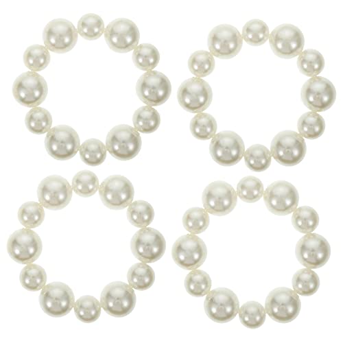 HONMEET 4stücke Haargummis Mit Perlen Für Mädchen Pferdeschwanzhalter Aus Harz Und Gummiband Elastische Haarseile Mit Perlendesign Geeignet Für Dickes Lockiges Haar von HONMEET