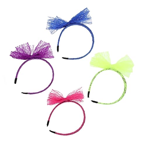HONMEET 4stücke Große Schleifen Stirnbänder Für Damen Adorable Haarschmuck Aus Spitze Vielseitig Einsetzbar Für Partys Familienfeiern Und Fotoshootings Neon von HONMEET