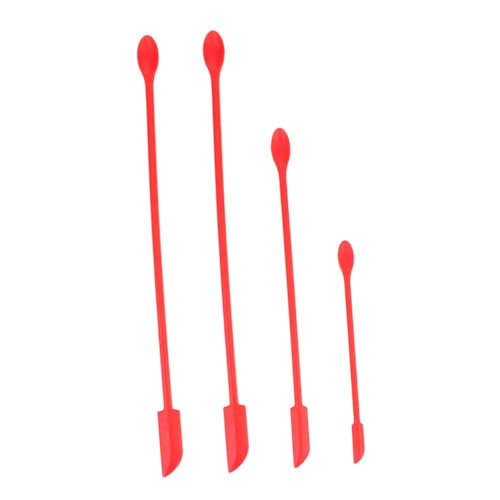 HONMEET 4 Stück Schminkspatel Stumpfpastenspatel Lotionsspatel Löffel Für Make-up-spachtel-werkzeug Kosmetische Spachtel Löffelspatel Cremespatel Mini-spachtel Rot Kieselgel von HONMEET