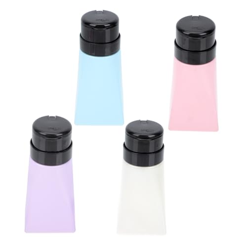 HONMEET 4 Stück Teiliges Pressflaschen für Nagellackentferner aus Langlebigem PP Wiederverwendbar Farblich Gemischt für Nagellack Make Up Entferner Lotion und Reisen von HONMEET