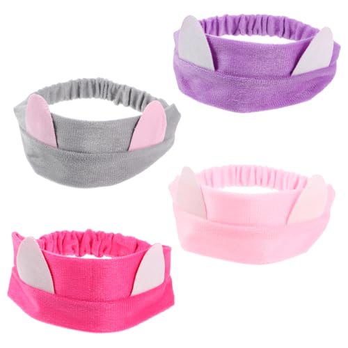 HONMEET 4stücke Katzenohren Haarbänder Für Makeup Und Spa Cosplay Haarschmuck Für Partys Gesichtswäsche Und Freizeitaktivitäten Bequeme Und Stylische Kopfaccessoires Verschiedenen von HONMEET