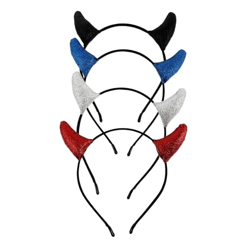 HONMEET 4stücke Halloween Horn Haarschmuck Teufelshörner Haarreifen Für Mädchen Festival Kopfschmuck Und Partyaccessoires Für Kostümpartys Und Feiern von HONMEET