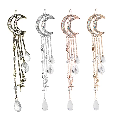 HONMEET 4er-set Mond-haarspange Mit Kristall-strassperlen Hängende Damen-haarspange Schmuck Für Frauen von HONMEET