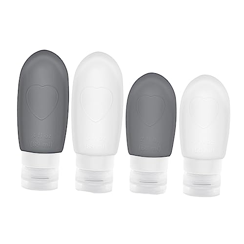 HONMEET 4stücke Teiliges Silikon Reise-flaschen Für Kosmetik Und Herzform Weiß Und Auslaufsicher Für Shampoo Lotion Und Make-up Entferner Leicht Und Tragbar von HONMEET
