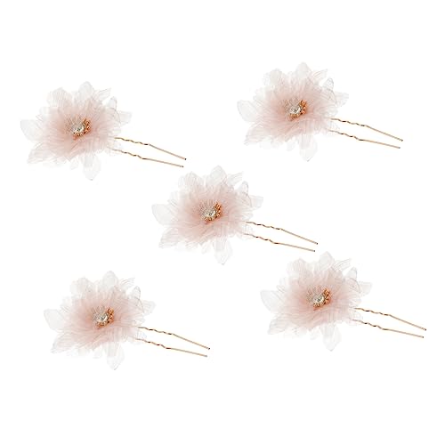 HONMEET 5 Stück Braut Blumen Haarspangen Braut Blumen Haar Perle Braut Haar Hochzeit Blumen Haarspange Für Hochzeit Strass Haarschmuck Perlenklammern Für Haare Braut Kopfschmuck Garn von HONMEET