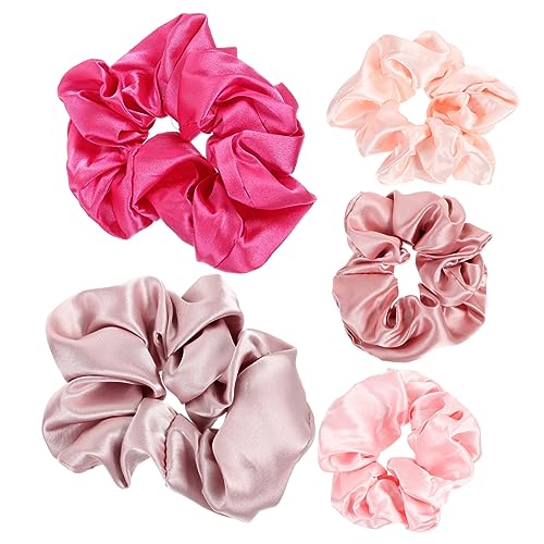 HONMEET 5stücke Satin-haargummis Große Haargummis Aus Seide Elastische Pferdeschwanzhalter Für Damen Haargummis Für Mädchen in Leuchtenden Farben Haarstyling-accessoires Für Outdoor-events von HONMEET