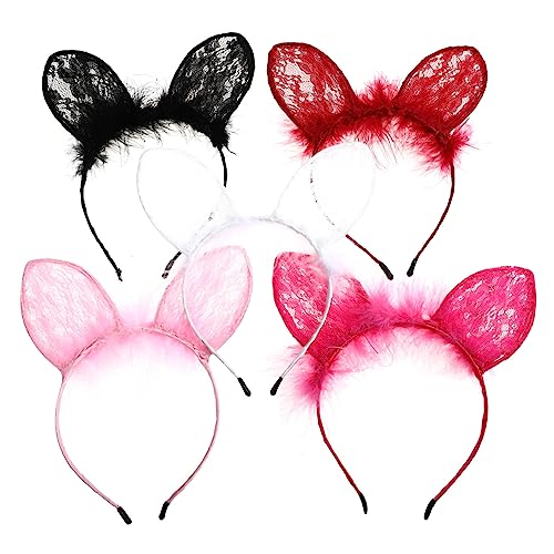 HONMEET 5stücke Spitzen-haarschmuck Kinderparty-haarband Mit Katzenohren Design Für Frauen Stirnbänder Cosplay-kopfschmuck Partyzubehör Kopfschmuck Ohr Haarbänder von HONMEET