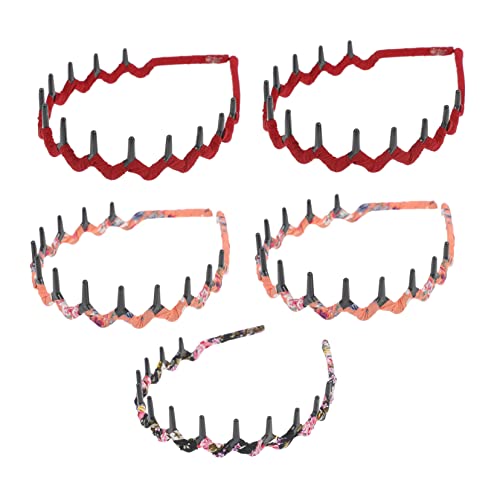 HONMEET Zahnkamm-stirnbänder 5 Stück Gewellter Leopardenkopf Kunststoff-haifischzahn-haarband Unisex-zahnkopfbedeckung Für Frauen Und Männer von HONMEET