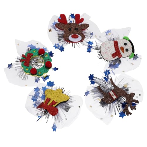 HONMEET Süßes Weihnachts-haarschmuck-set 5-teilig Mit Schnapp-haarspangen Für Mädchen Haarnadel Mit Weihnachtsmann- Und Schneemann-design Für Partys von HONMEET