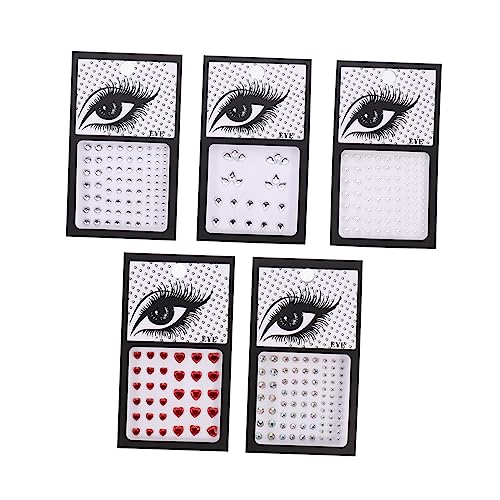 HONMEET 5blätter Bogen Strass Augen Aufkleber Juwelen Festival Gesicht Edelsteine Wiederverwendbar Für Gesichtsdekore Und Bastelarbeiten Kein Klebstoff-rückstände Hinterlassend von HONMEET