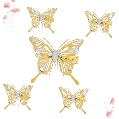 HONMEET 5stücke Haarspangen Aus Goldener Legierung Haarnadeln Mit Künstlichen Perlen Kopfschmuck Für Mädchen Braut-haarnadeln Kleine Und Großer Schmetterling von HONMEET