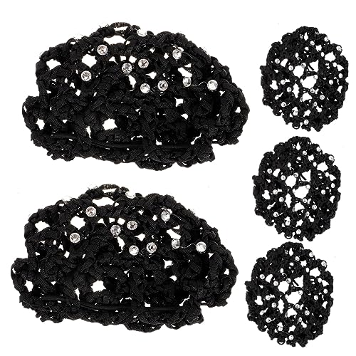 HONMEET 5stücke Haarknoten-abdecknetz Für Frauen Mädchen Krankenschwester Tänzerin Kellnerin Mit Strass Dekorative Haar Wrap Net Für Eleganten Look von HONMEET