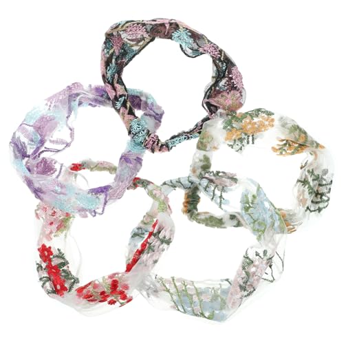 HONMEET 5 Stück Bandanas Mit Blumenmuster Haarschal Make-up-haarband Besticktes Kopfbandana Für Damen von HONMEET