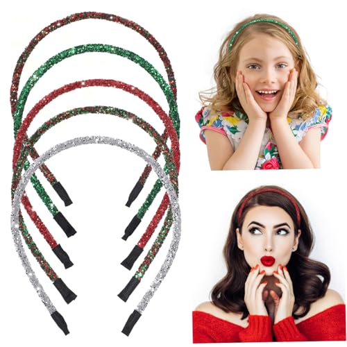 HONMEET 5 Stück Glitzerpuder-haarreifen Weihnachtlicher Haarschmuck Für Damen Party-haarschmuck von HONMEET