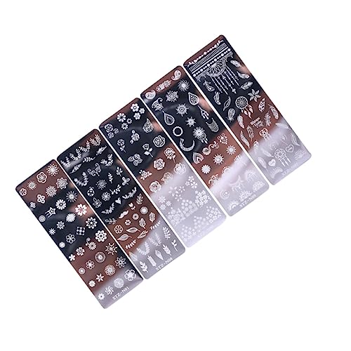HONMEET 5stücke Nagelstempelplatten Mit Diy Blumenmuster Nagelkunst-schablonen Nailart-stempel Nagelstempelplatte Nailart-zubehör Für Maniküre von HONMEET