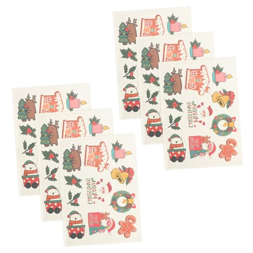 HONMEET 6blätter Weihnachts-tattoos Für Junge Mädchen Und Erwachsene Lustige Cartoon-motive Temporäre Aufkleber Für Partys Und Feste Hautfreundliche Und Wasserdichte Designs von HONMEET