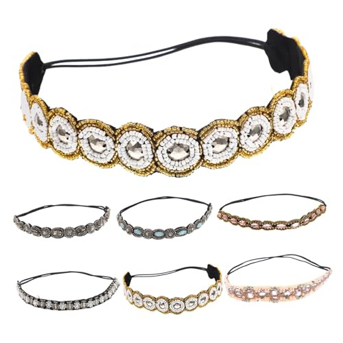 HONMEET 6 Stück Teiliges Perlen haarband Handgefertigt Eleganter Brautschmuck Leichtes Stirnband mit Glasperlen in Pastellfarben Praktisches Haarschmuck accessoire für Damen für Hochzeit von HONMEET