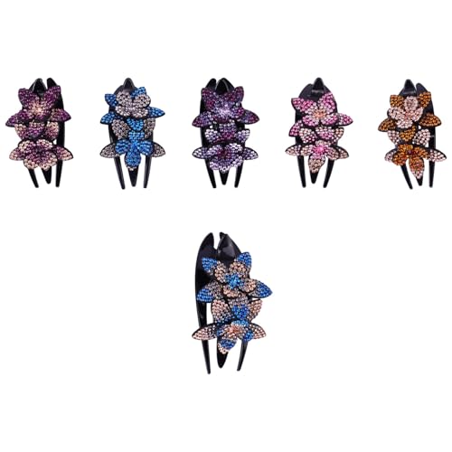 HONMEET 6stücke Strass Blumen Dreizahn Entenschnabel Haarspange Damen Haarnadel Strass Haarschmuck Accessoires von HONMEET