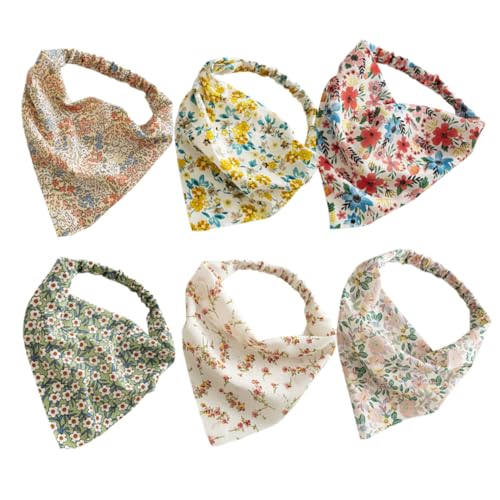 HONMEET 6 Stück Blumen Haar Schals Stirnbänder Elastische Kopf Bandana Blumendruck Für Damen Atmungsaktive Haartücher Für Spa Yoga Hochzeit Und Alltag von HONMEET