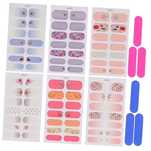 HONMEET 6blätter Kunstnägel Aufkleber Glitzernde Fingernagel-dekorationen Selbstklebende Nail Decals Wasserfest Für Maniküre Und Pediküre Für Besondere Anlässe von HONMEET